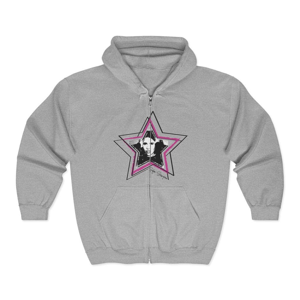 Zip Hoodie — Pink Star Photo Graphic with 'Sofia Sampaio' Signature Back