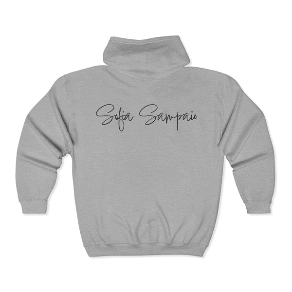 Zip Hoodie — Pink Star Photo Graphic with 'Sofia Sampaio' Signature Back