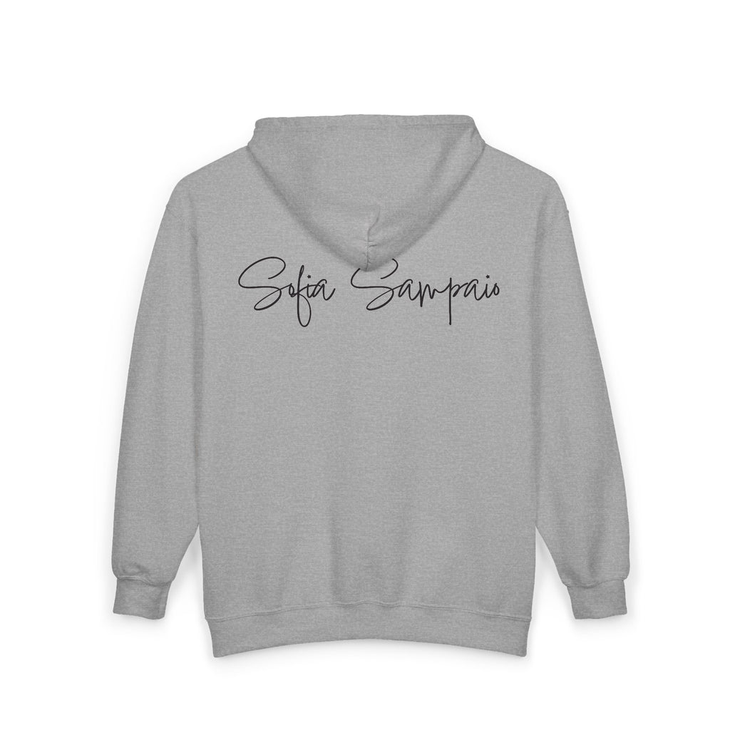 Zip Hoodie — Pink Star Photo Graphic with 'Sofia Sampaio' Signature Back